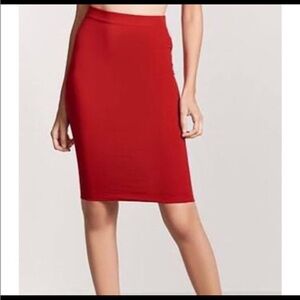 New midi red pencil skirt